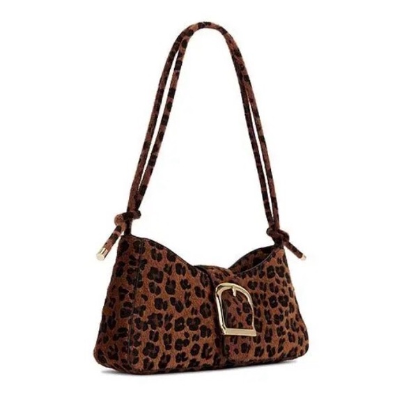 8 OTHER REASONS Faux Pony Hair Cheetah  Baguette Shoulder Bag - Picture 2 of 5